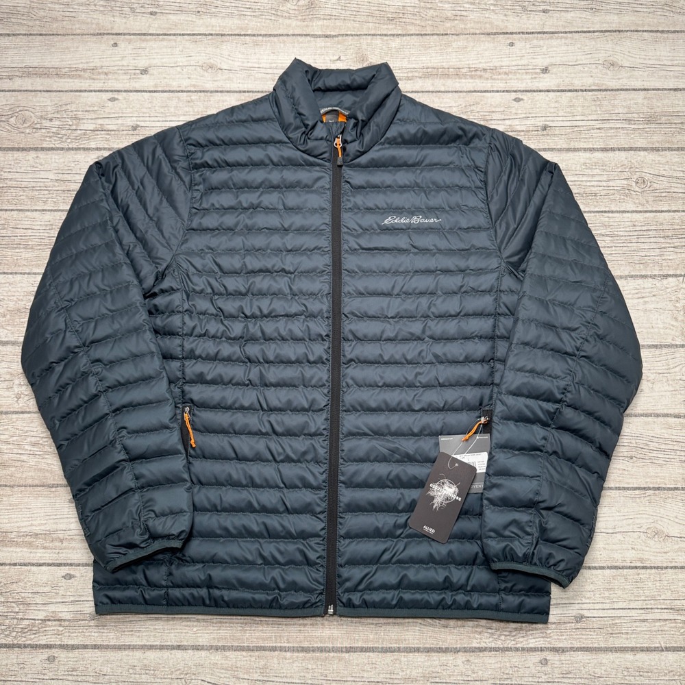 NEW Eddie Bauer Jacket Men's Large Storm Blue 650 Fill Packable Microlight Down
